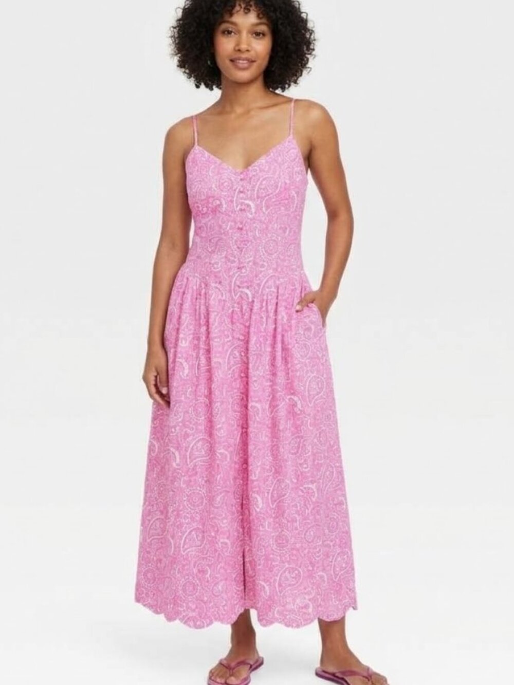 Roller Rabbit x Target~Pink Paisley Eyelet Midi Sundress with Pockets Small